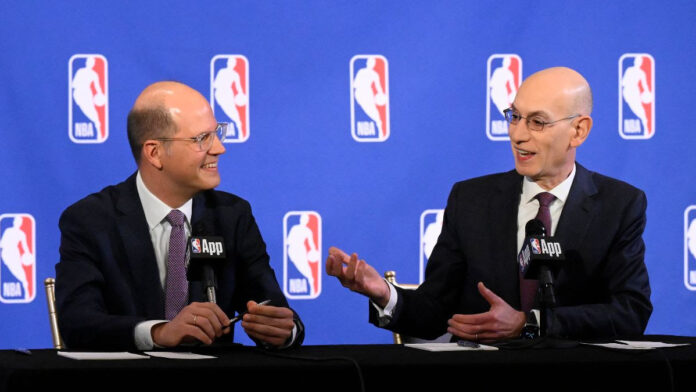 FIBA Secretary General Andreas Zagklis and NBA Commissioner Adam Silver